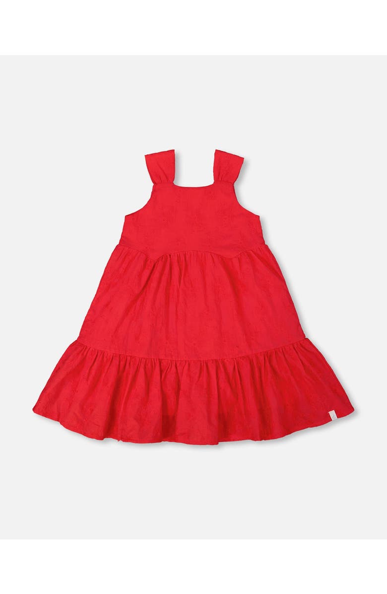 Deux par Deux Girl's Multi-Tiered Eyelet Dress Red, Main, color,