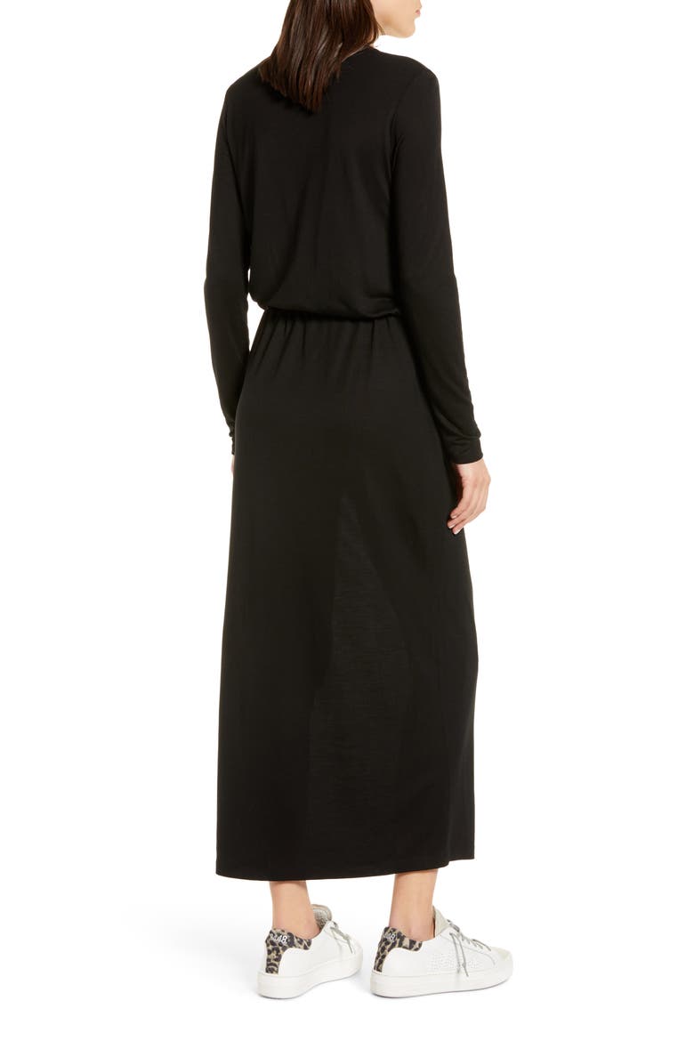 Drawstring Waist Maxi Dress, Alternate, color, BLACK