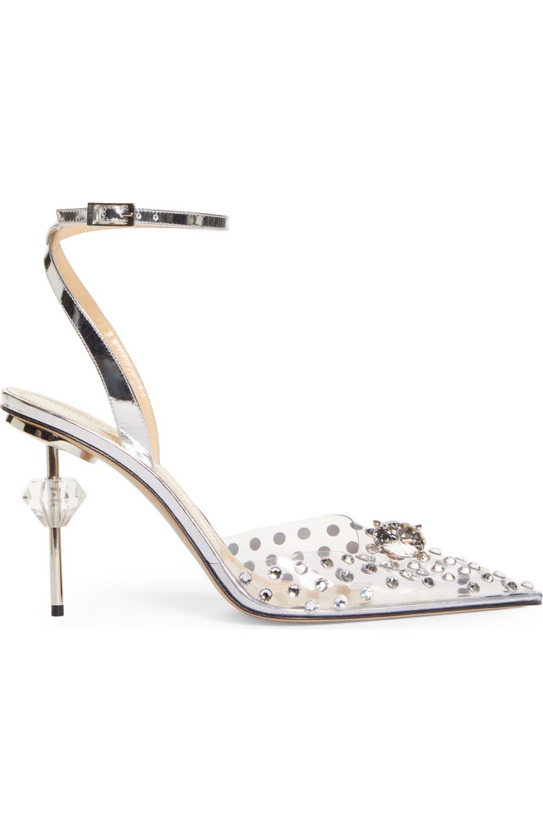 Mach & Mach Crystal Embellished Clear Ankle Strap Pump, Alternate, color,
