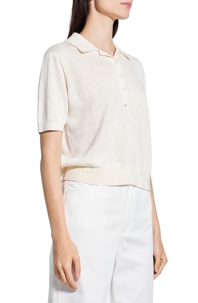 Theory Semisheer Linen Blend Polo, Alternate, color, Bone - Q3w