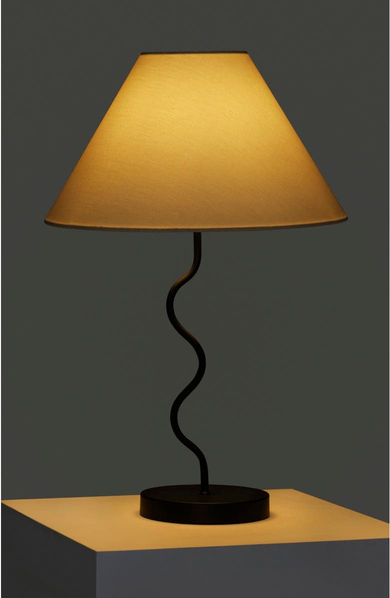 Brightech Squiggle 22" LED Table Lamp with Twisting Base and Ivory Empire Shade, Alternate, color, Classic Black