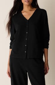 Eileen Fisher V-Neck Button Front Cardigan