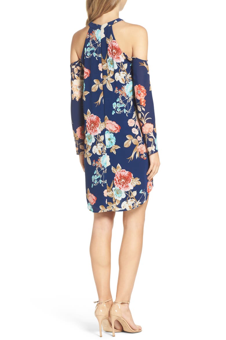 Cold Shoulder Dress, Alternate, color, NAVY FLORAL