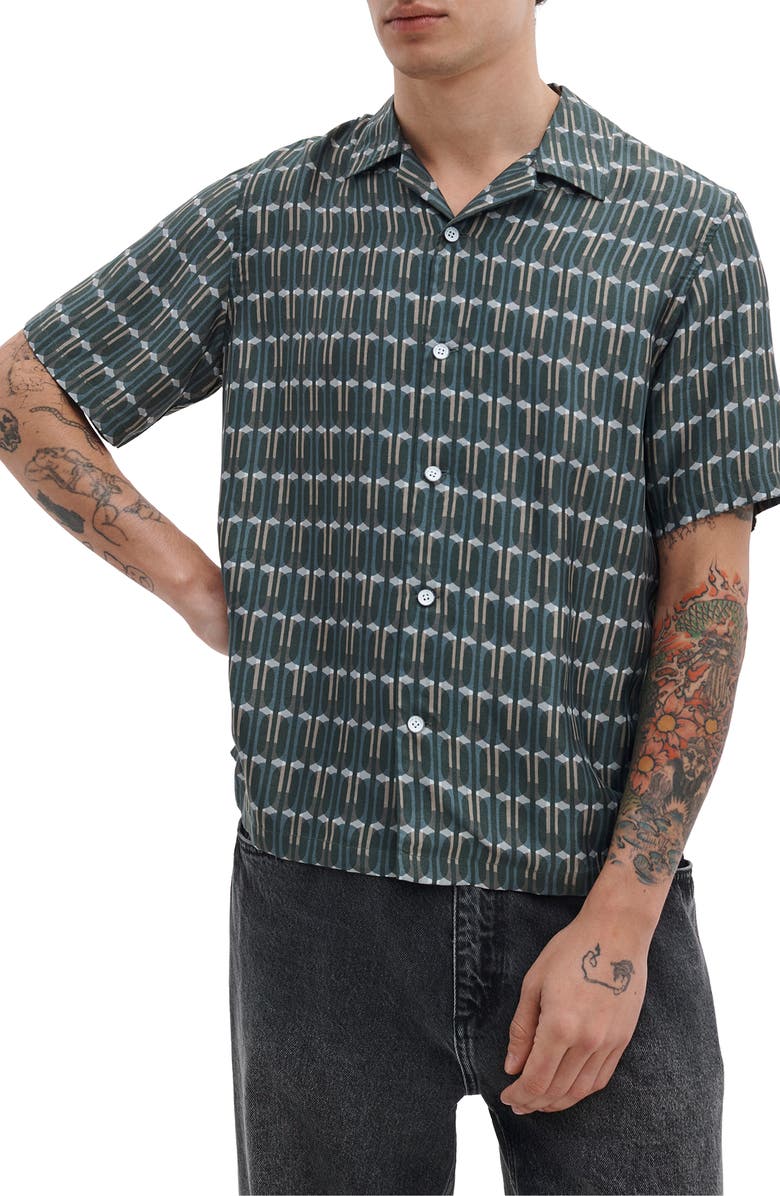 rag & bone Avery Printed Button-Up Shirt, Main, color, Indigo Stripe