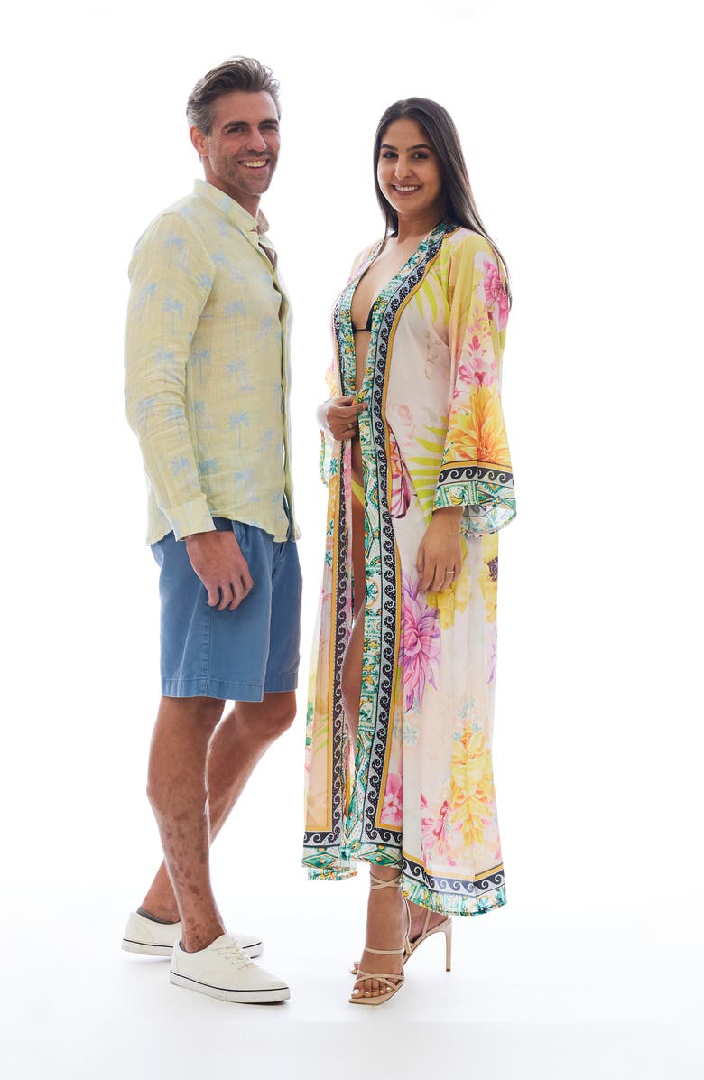 RANEES Floral Duster, Alternate, color, Yellow