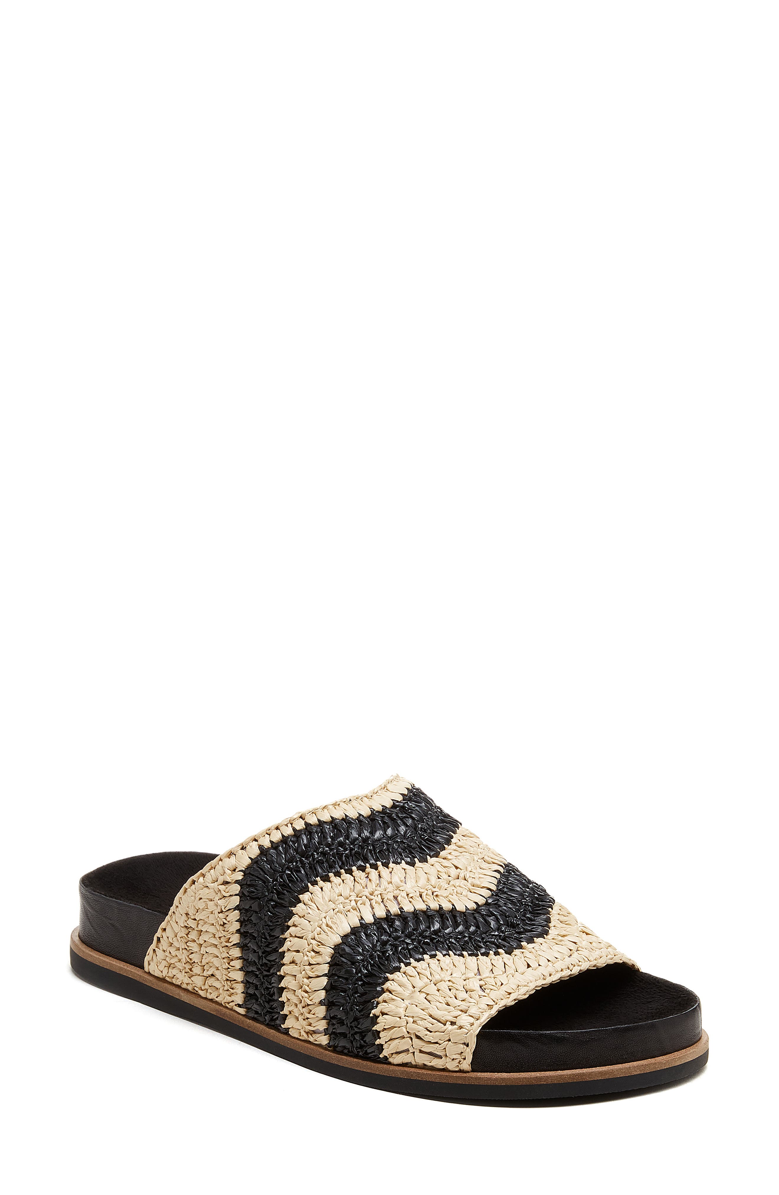 Kelsi Dagger Brooklyn Squish Raffia Sandal, Main, color, Black/ Natural