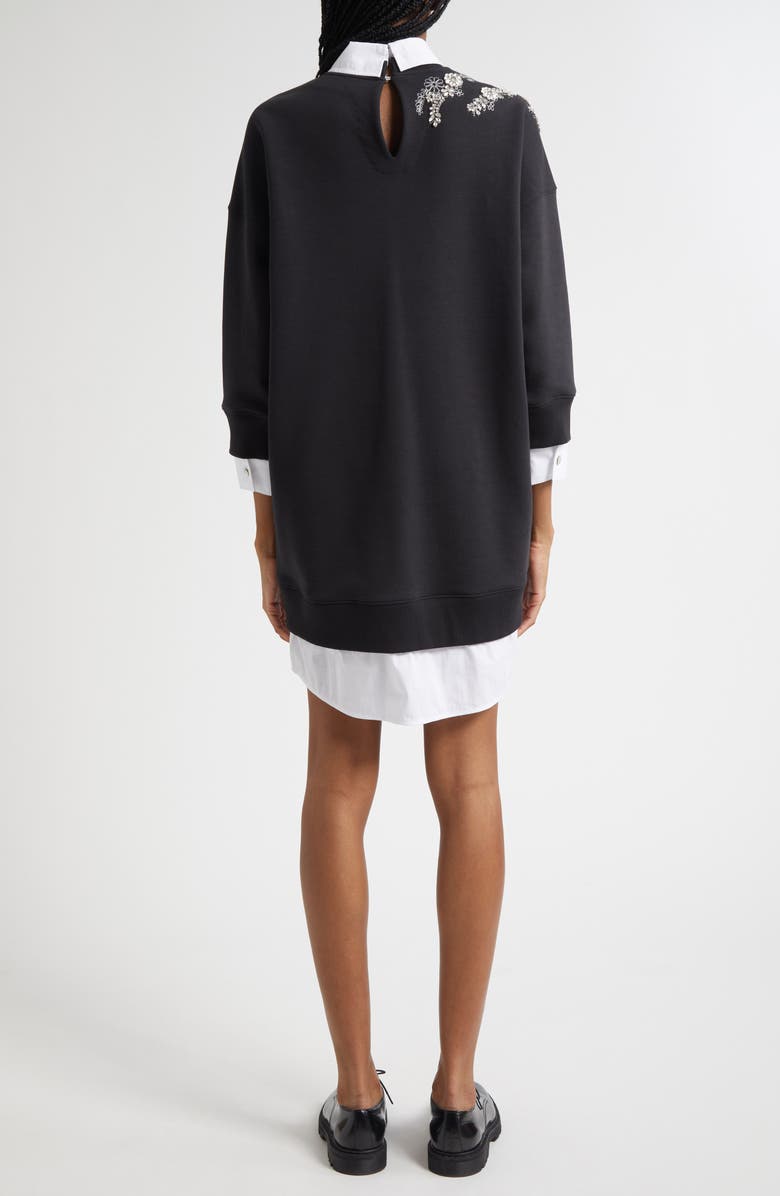Cinq à Sept Crystal Long Sleeve Sweatshirt Dress, Alternate, color, Black/Silver
