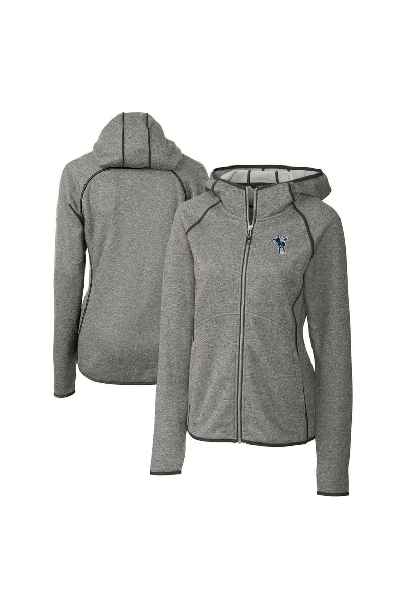 Cutter & Buck Women's Cutter & Buck Heather Gray Indianapolis Colts Throwback Logo Mainsail Full-Zip Jacket, Main, color, 