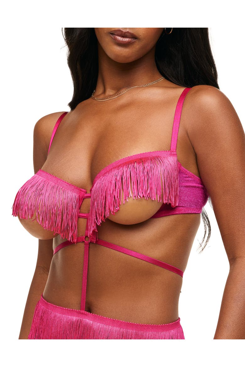 Neveah Fringe Playsuit Lingerie, Alternate, color, Dark pink