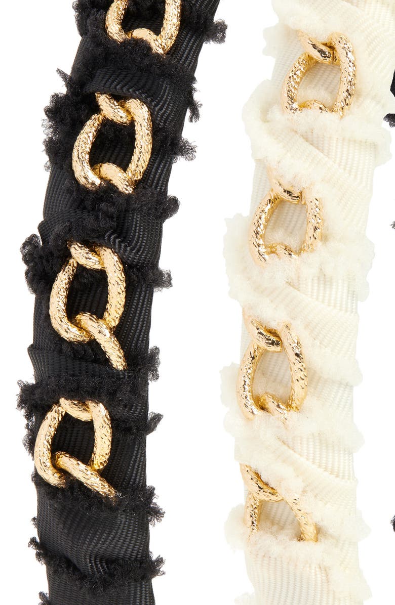 Tasha Assorted 2-Pack Chain Link Headbands, Alternate, color, Ivory Black