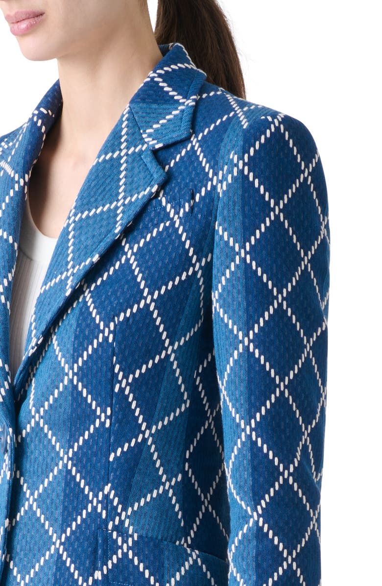 Akris punto Diamond Jacquard Cotton Blazer, Alternate, color, Medium Blue-Multicolor