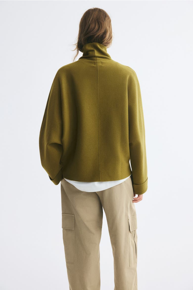 Oversized Mock-Turtleneck Sweater, Alternate, color, Olive green
