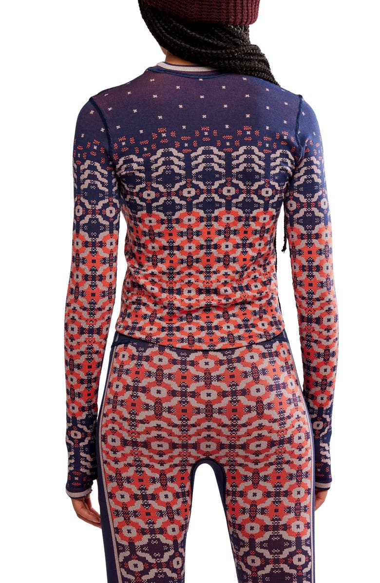 Free People Myoko Jacquard Layer T-Shirt, Alternate, color, Apres Navy Combo