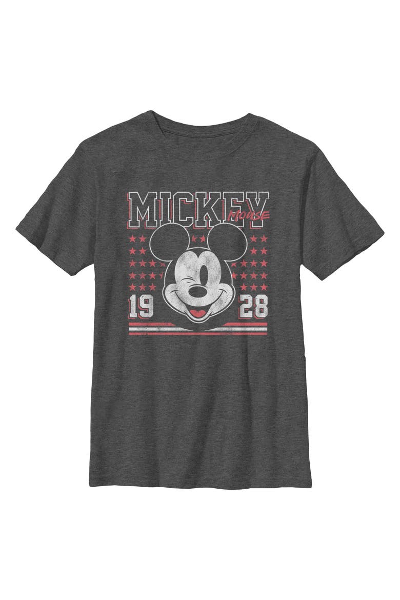 Boy's Mickey & Friends Retro 1928 Wink Face  Graphic T-Shirt, Main, color, Dark Heather