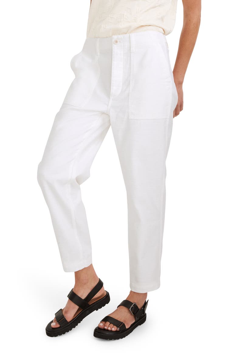 Griff High Waist Tapered Fatigue Pants, Main, color, ANTIQUE CREAM