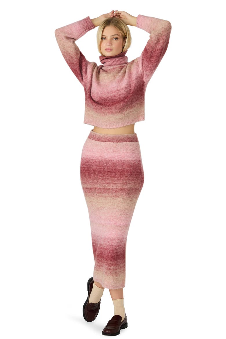 Karmen Ombré Stripe Knit Skirt, Alternate, color, PINK MULTI
