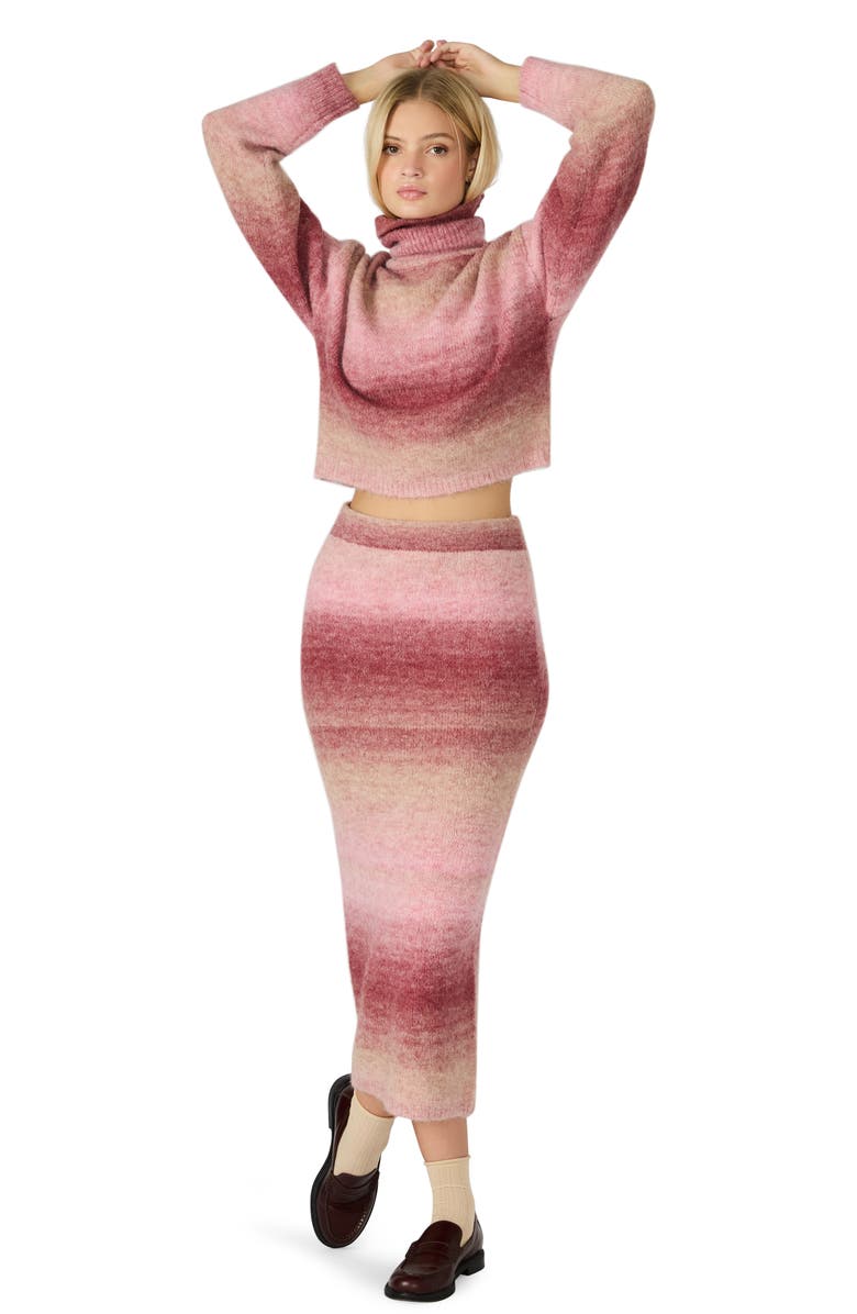 Steve Madden Karmen Ombré Stripe Knit Skirt, Alternate, color, Pink Multi