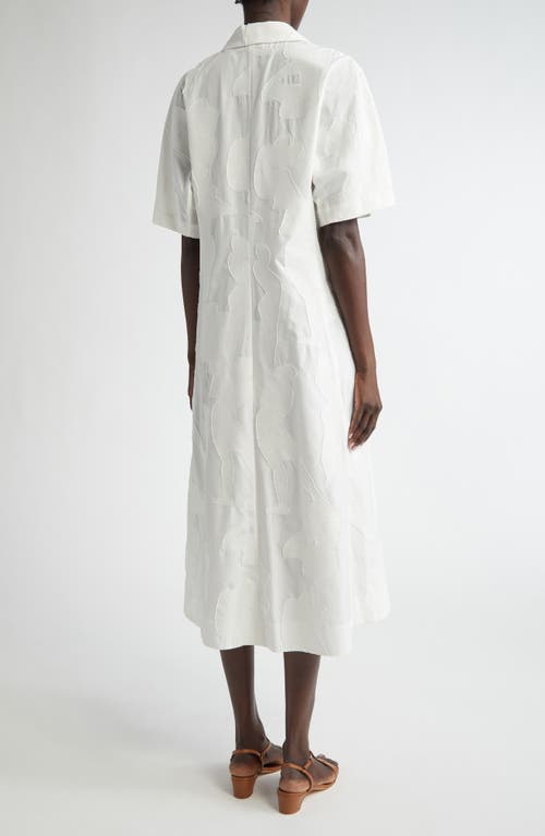 Lafayette 148 New York Gestures Cotton Blend Jacquard A-line Dress In White