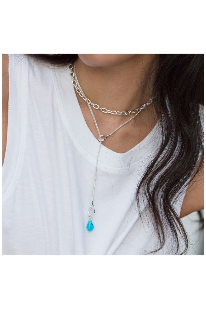 Geometric Stone Pendant Charm, Alternate, color, SILVER