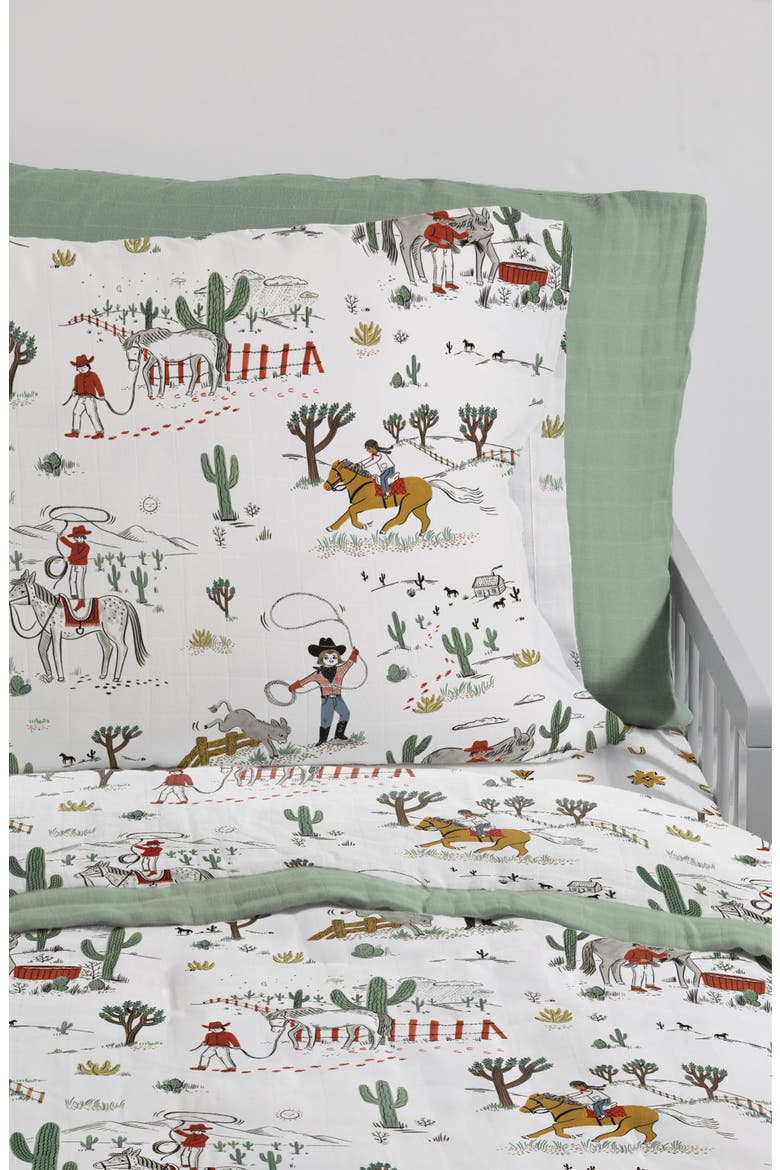 2-Pack Cotton Muslin Pillowcase, Alternate, color, COW POKE