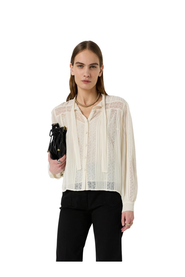 Cyrana Sheer Lace Shirt, Main, color, White