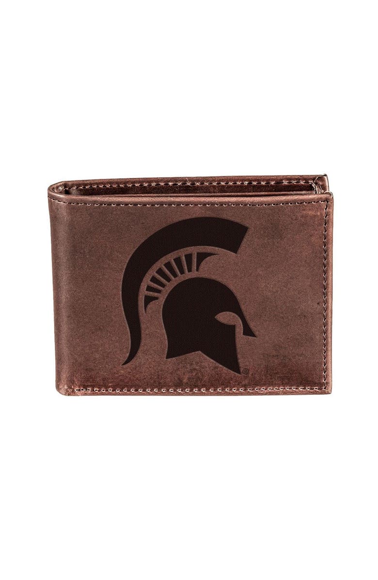 Evergreen Enterprises Brown Michigan State Spartans Bifold Leather Wallet, Main, color, 