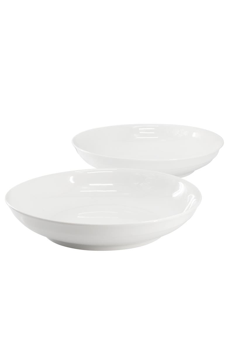 Gibson Home 2 Piece 11 Inch Round Fine Ceramic Serving Bowl Set, Main, color, White