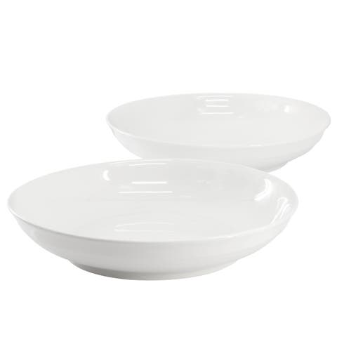 2 Piece 11 Inch Round Fine Ceramic Serving Bowl Set