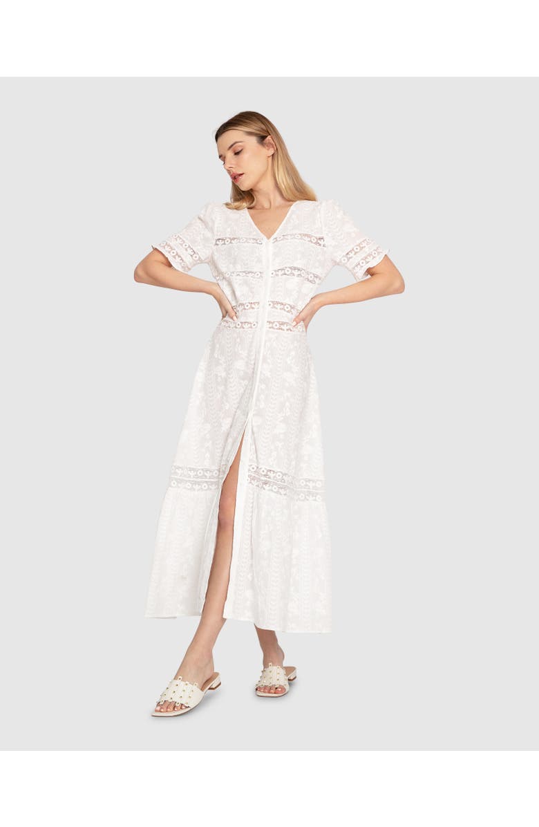 Belle & Bloom Summer Breeze Lace Midi Dress, Alternate, color, White