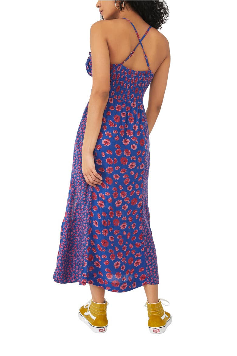 Tigerlily Mixed Floral Midi Sundress, Alternate, color, COBALT COMBO