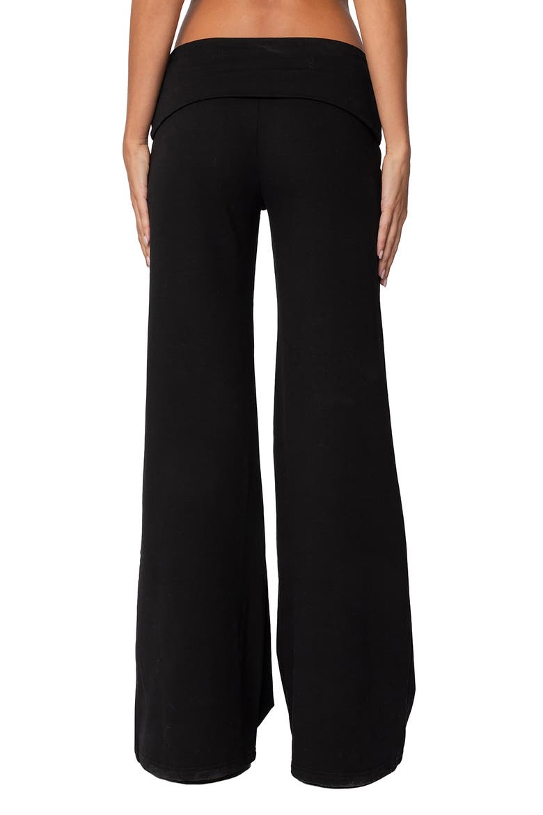 Wide Leg Foldover Pants, Alternate, color, BLACK