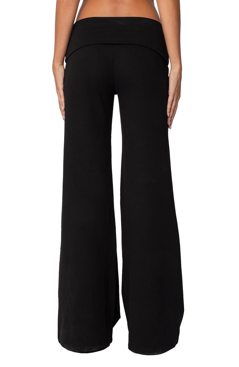 EDIKTED Wide Leg Foldover Pants, Alternate, color, Black