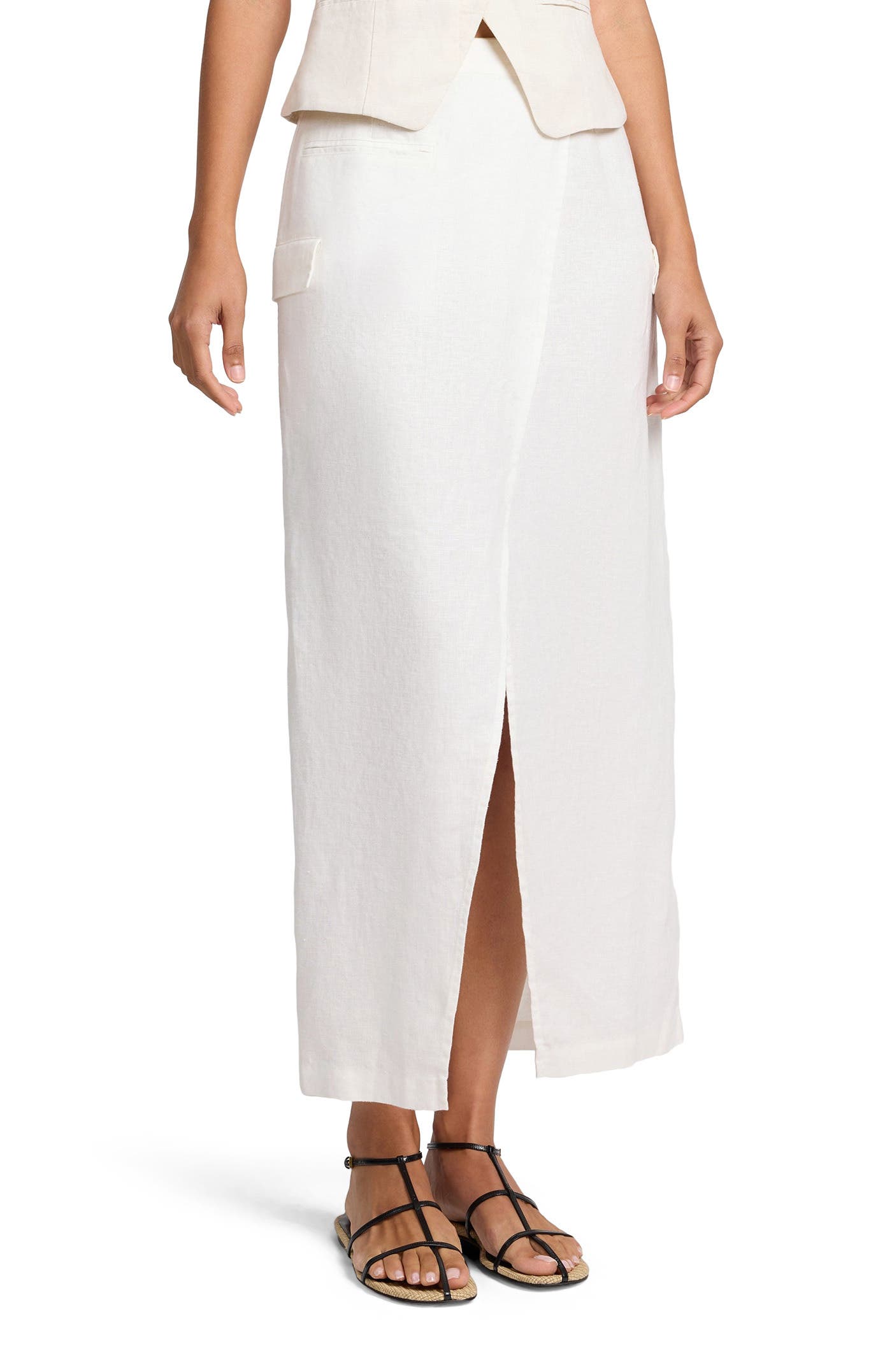Linen Utility Wrap Maxi Skirt - image 4