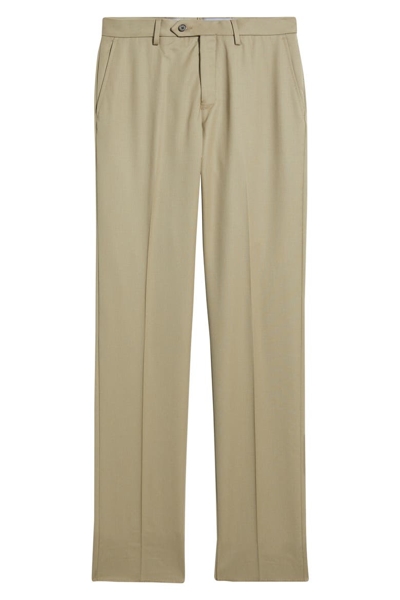 Flat Front Worsted Wool Gabardine Pants, Alternate, color, TAN
