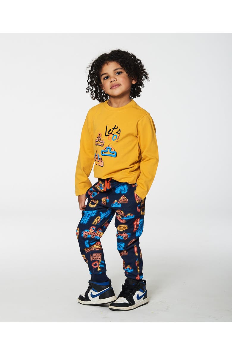 Deux par Deux Little Boy's T-Shirt With Print Mustard Yellow, Alternate, color, Mineral Yellow