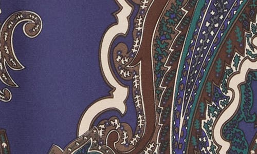 Ming Wang Paisley Print Crepe De Chine Dress In Blue