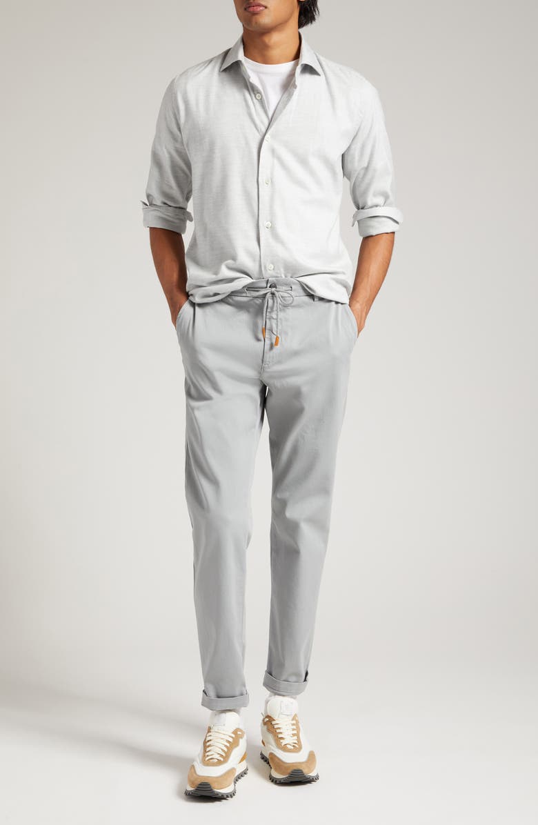 Eleventy Herringbone Cotton Blend Button-Up Shirt, Alternate, color, 