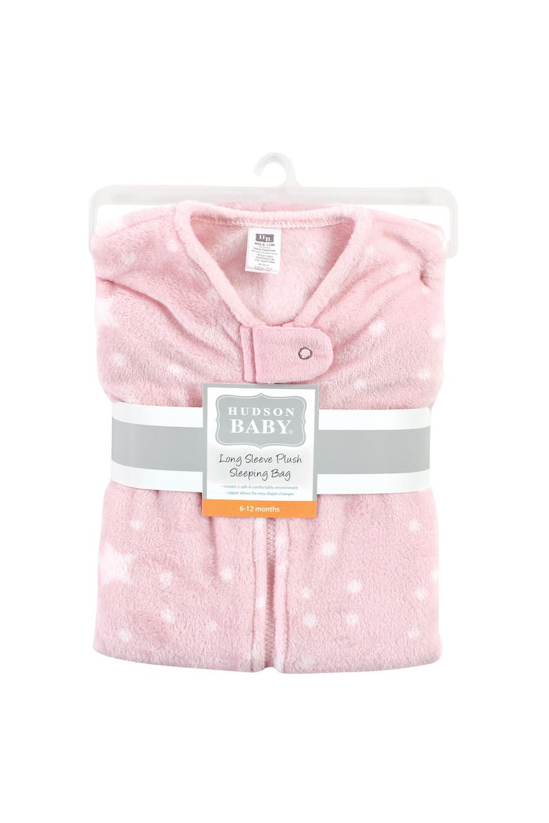 Plush Flannel Sleeping Bag, Alternate, color, Pink Star