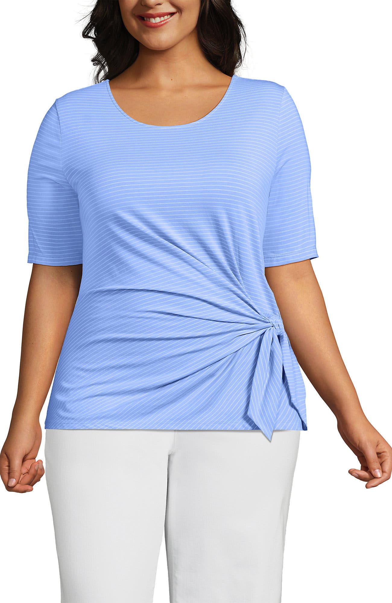 Lightweight Jersey Tie Front Top - image 5