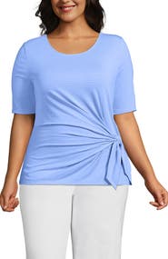 Lands' End Lightweight Jersey Tie Front Top