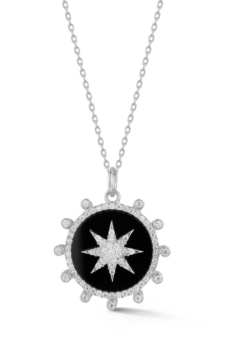 SPHERA MILANO Medallion Pendant Necklace, Main, color, Silver