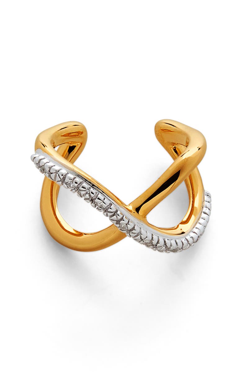 Monica Vinader Riva Crossover Diamond Ear Cuff, Main, color, 18Ct Gold Vermeil On Silver