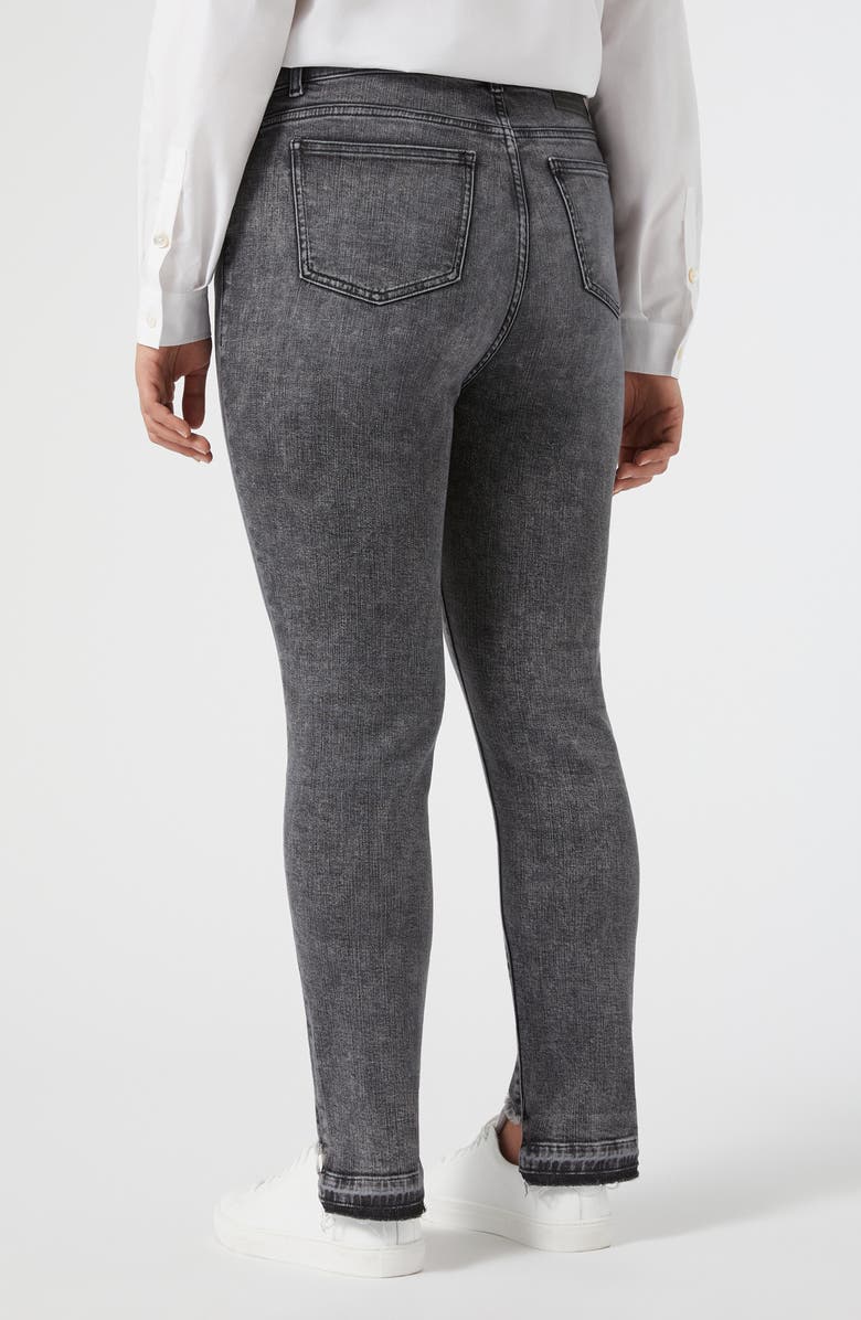 Marina Rinaldi Santos Frayed Step Hem Ankle Skinny Jeans, Alternate, color, Black