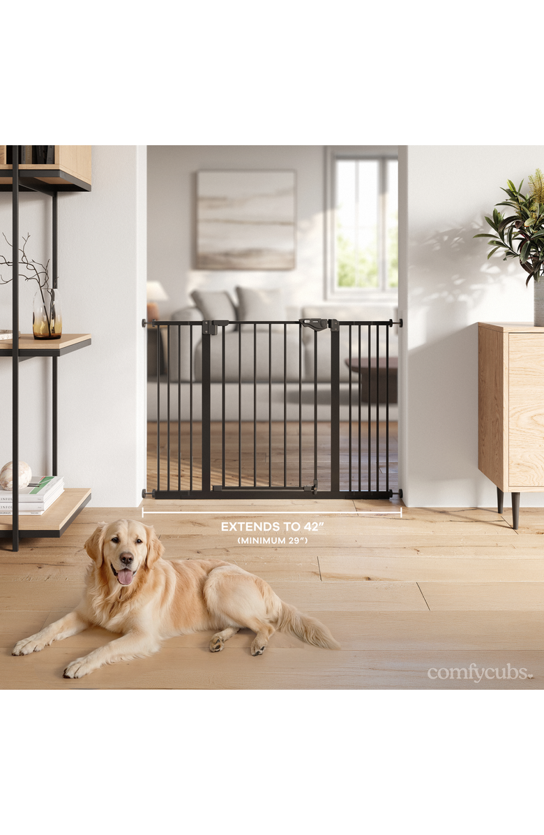 Comfy Cubs Baby Safety Gate with 3 Extensions, Alternate, color, Black
