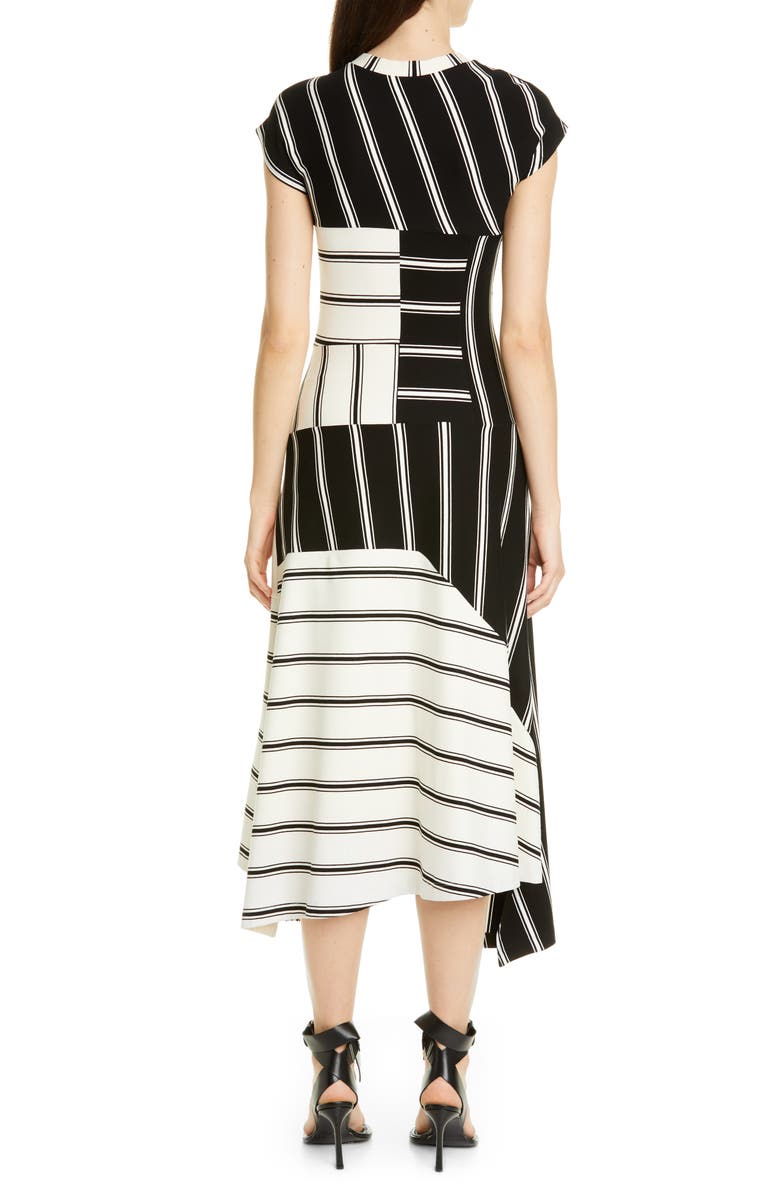 MONSE Asymmetrical Stripe Jersey Midi Dress, Alternate, color, 