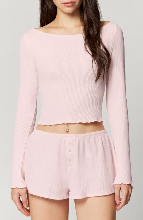 Off the Shoulder Long Sleeve Crop Top