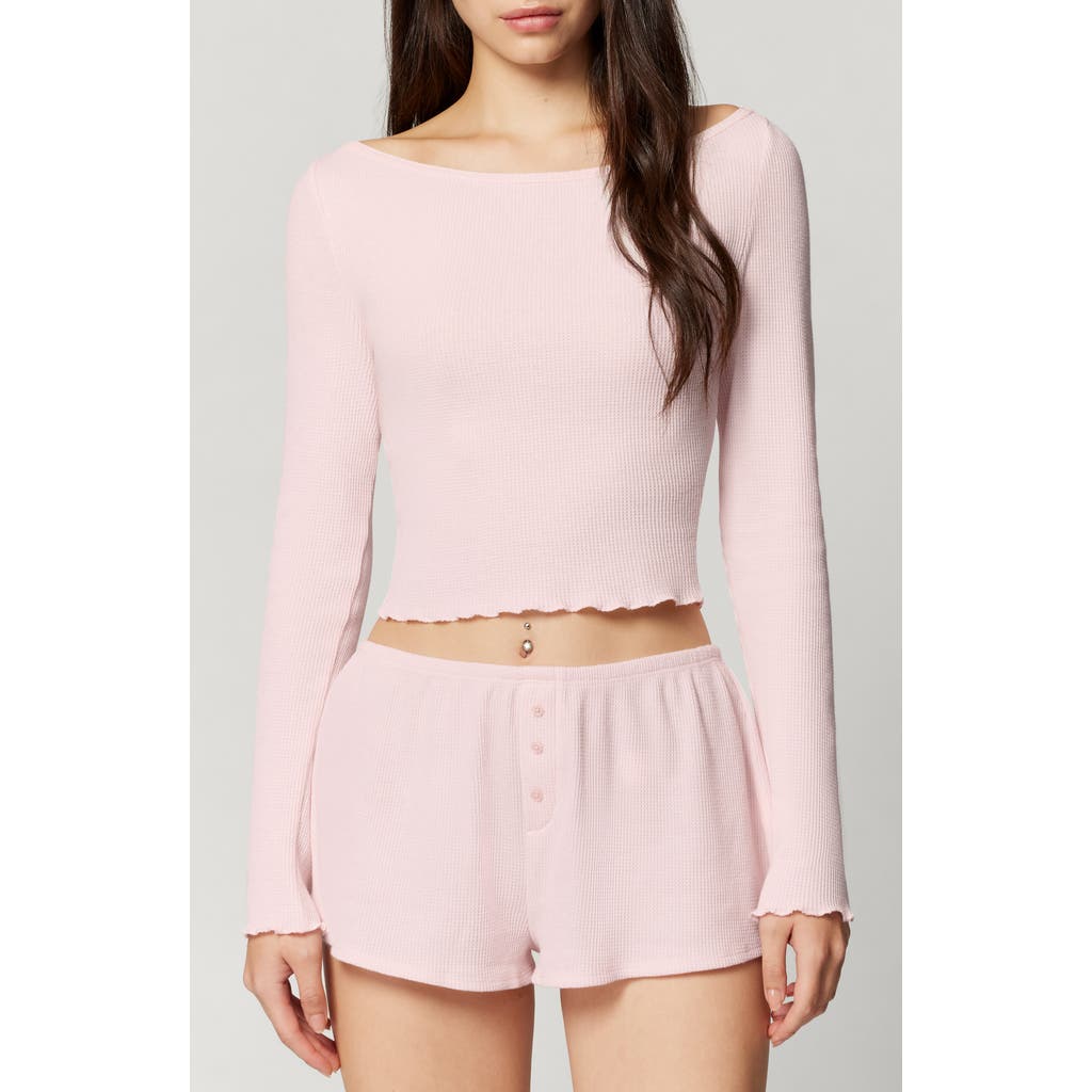 Florence By Mills Off The Shoulder Long Sleeve Crop Top In Pink