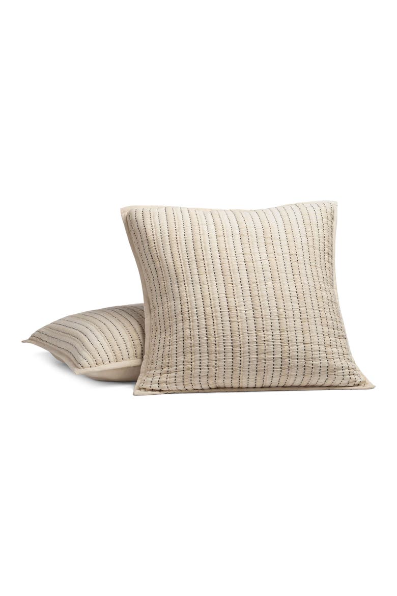 Coastal Stitch Set of 2 Euro Pillow Shams, Main, color, BEIGE