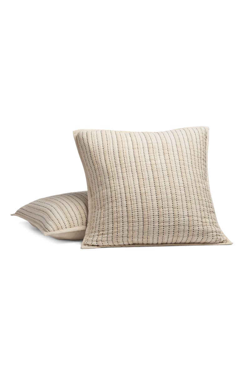 Crane Air Coastal Stitch Set of 2 Euro Pillow Shams, Main, color, Beige