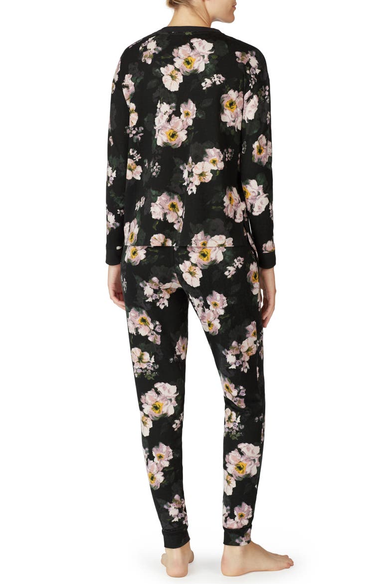 Jersey Jogger Pajamas (Nordstrom Exclusive), Alternate, color, BLACK WATERCOLOR FLORAL